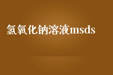 氢氧化钠溶液msds (https://huagong.lansai.wang/) msds 第1张
