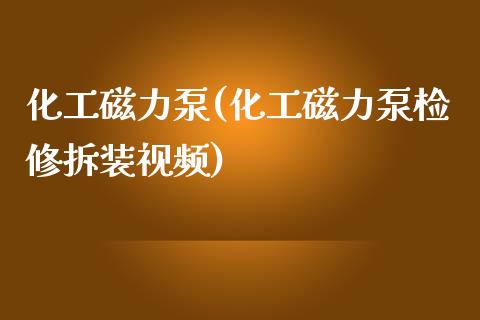 化工磁力泵(化工磁力泵检修拆装视频) (https://huagong.lansai.wang/) 化工行情 第1张