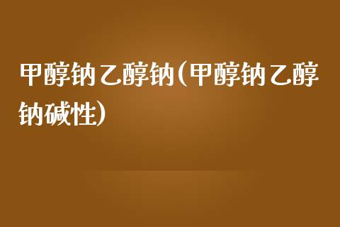 甲醇钠乙醇钠(甲醇钠乙醇钠碱性) (https://huagong.lansai.wang/) 甲醇 第1张