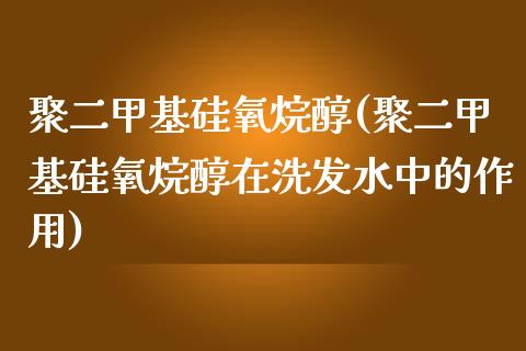 聚二甲基硅氧烷醇(聚二甲基硅氧烷醇在洗发水中的作用) (https://huagong.lansai.wang/) 甲基化工 第1张