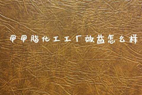 甲甲脂化工工厂效益怎么样 (https://huagong.lansai.wang/) 化工行情 第1张
