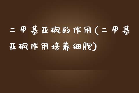 二甲基亚砜的作用(二甲基亚砜作用培养细胞) (https://huagong.lansai.wang/) 甲基化工 第1张