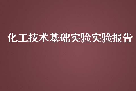 化工技术基础实验实验报告 (https://huagong.lansai.wang/) 化工行情 第1张