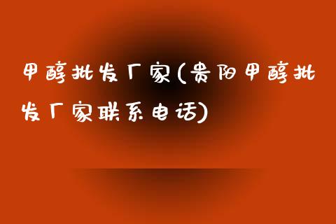 甲醇批发厂家(贵阳甲醇批发厂家联系电话) (https://huagong.lansai.wang/) 甲醇 第1张