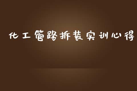 化工管路拆装实训心得 (https://huagong.lansai.wang/) 化工行情 第1张